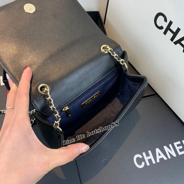 CHANEL女包 AS0321 小香2019新款口蓋包 進口小羊皮 大雙C logo 香奈兒單肩斜挎包 djc1919